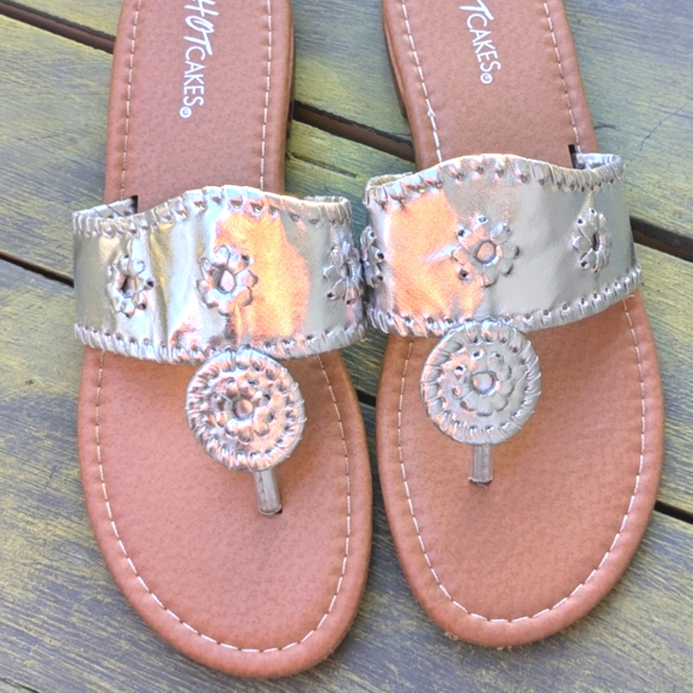 Silver Decorative Thong Sandals